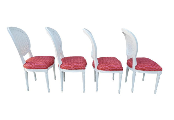 Palm Beach Regency Cane Back Louis XVI Style Chairs - Set of 4