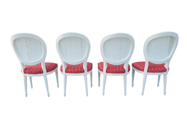 Palm Beach Regency Cane Back Louis XVI Style Chairs - Set of 4