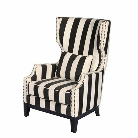 Class Act Wing Chair - Black and White Stripe