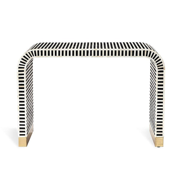 Bone Inlay Waterfall Console Table - Black and White