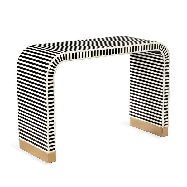 Bone Inlay Waterfall Console Table - Black and White