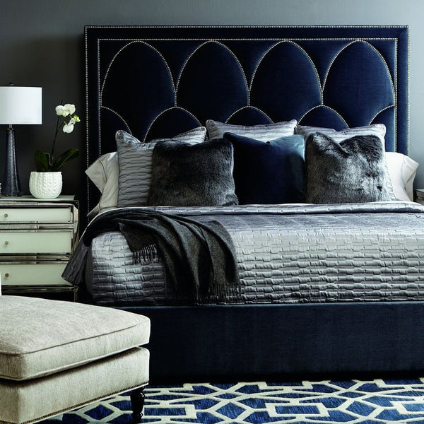 Velvet Upholstered Bed with Nailhead Details by Luxe Furniture