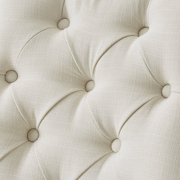 Posh Arm Chair button tufted ivory linen by luxe furniture