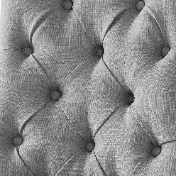 Posh Arm Chair button tufted grey linen