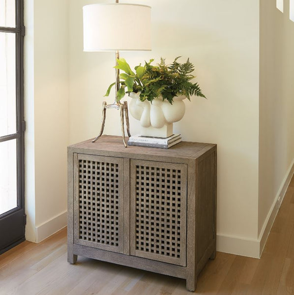 DRIFTWOOD LATTICE 2-DOOR CABINET-GREY