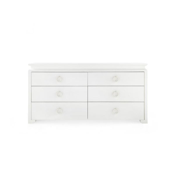 Elina Extra Large 6 Drawer Dresser lacquered linen