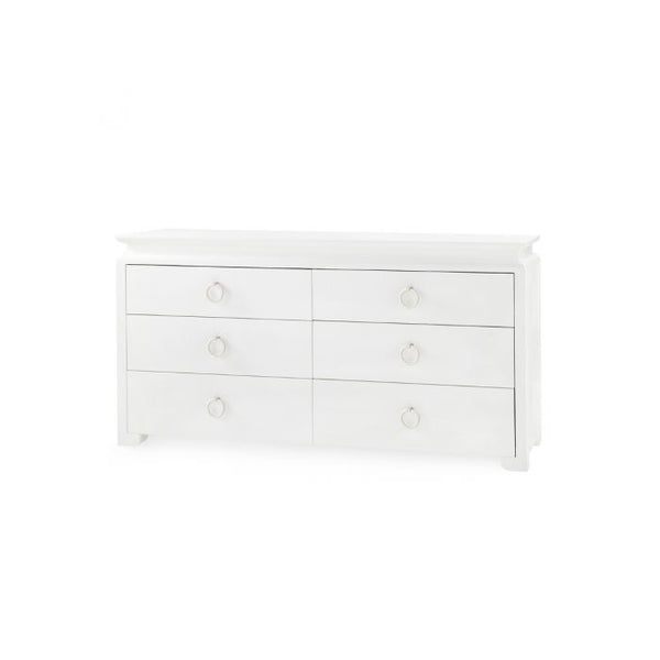 Elina Extra Large 6 Drawer Dresser lacquered linen