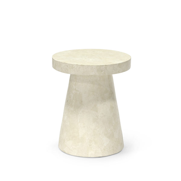Foley Stone Outdoor Side Table Short White
