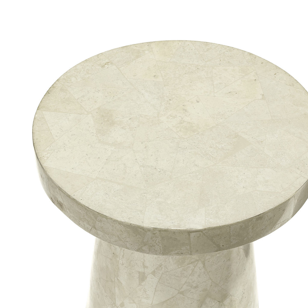 Foley Stone Outdoor Side Table Tall White ??? Luxe Furniture Inc