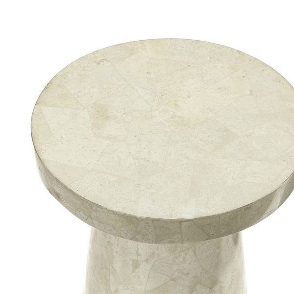 Foley Stone Outdoor Side Table Tall White