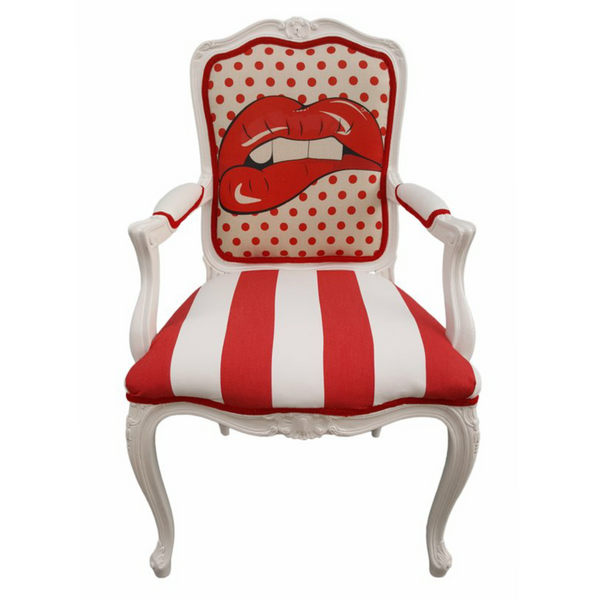 Red lips pop art chair by leslie erin for luxe furniture