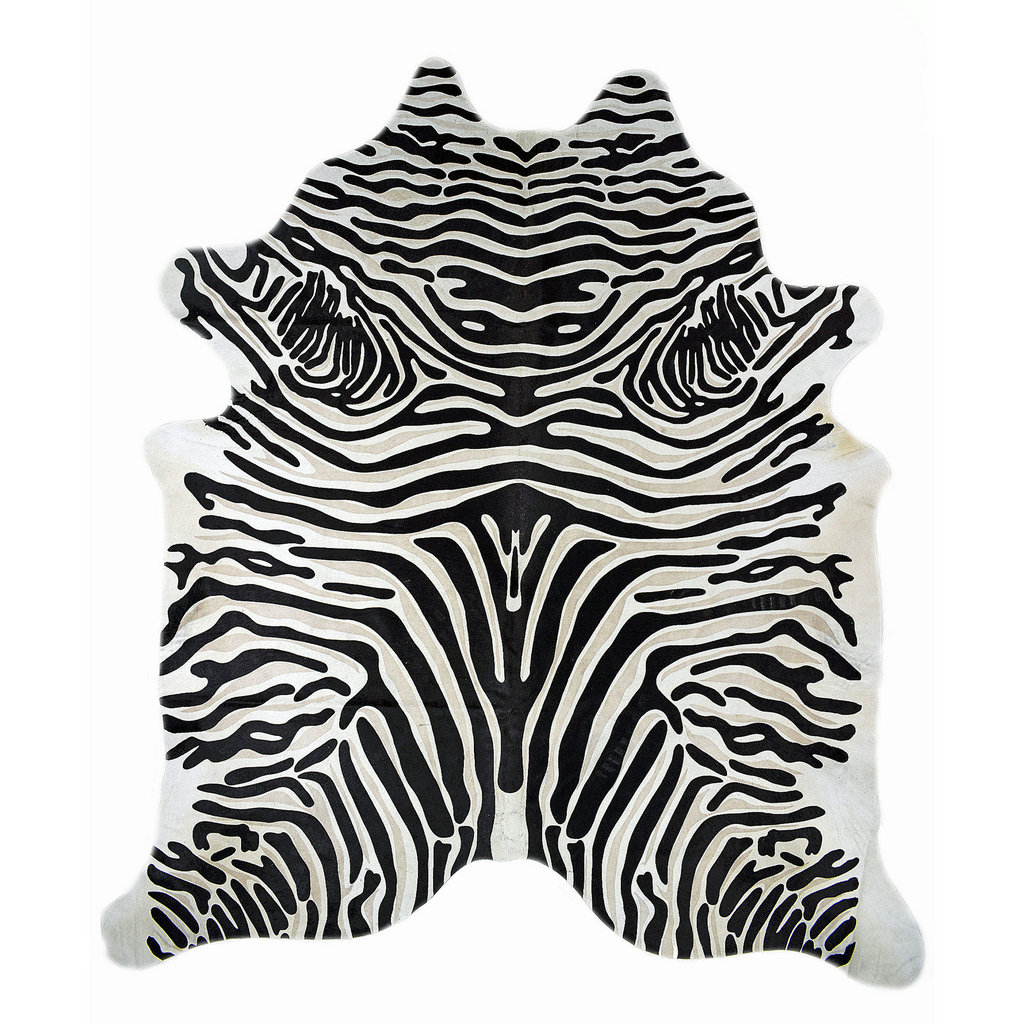 Designer Hide Rug - Black, Tan and White Zebra