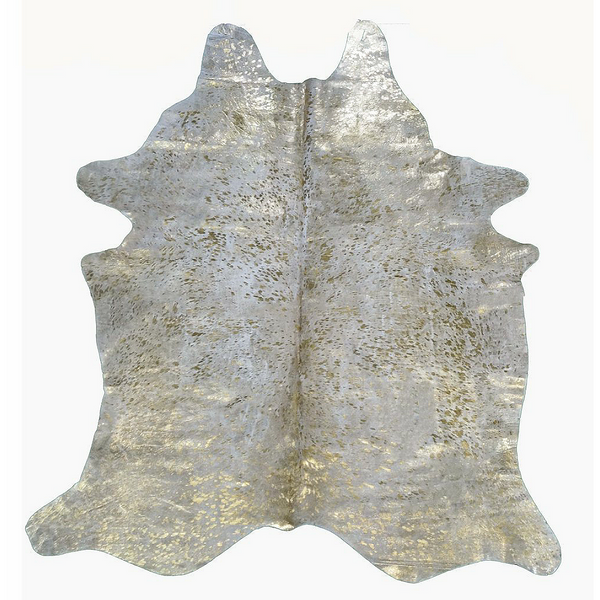 Designer Acid Washed Hide Rug - Metallic Gold on Ivory