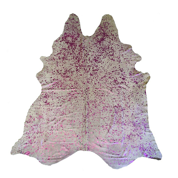Designer Acid Washed Hide Rug - Metallic Pink