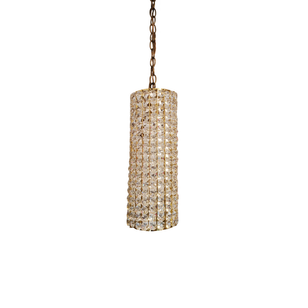 Hollywood Regency Crystal and Brass Hanging Lamps - Pair