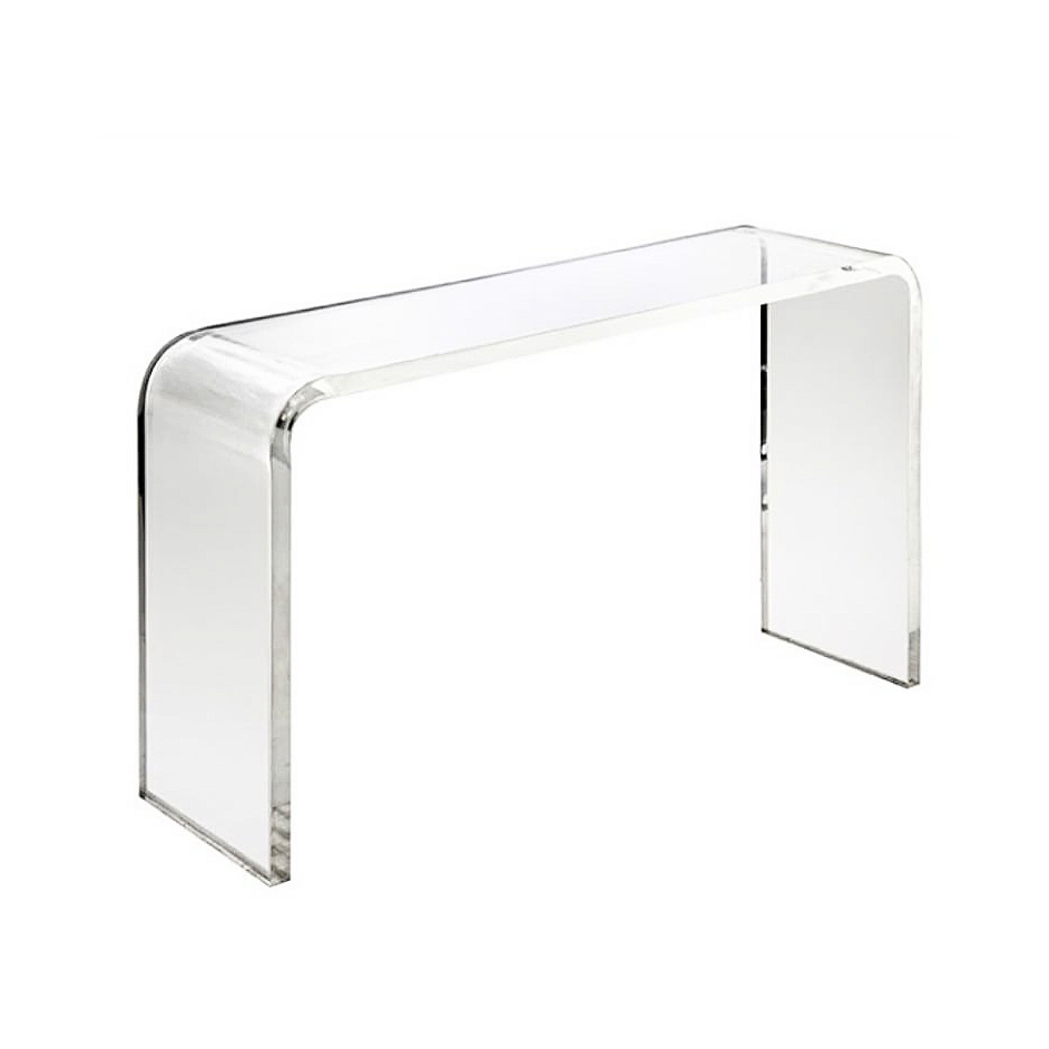 Waterfall Lucite Acrylic Console Table - Choice of Size - Crystal Clear American Lucite
