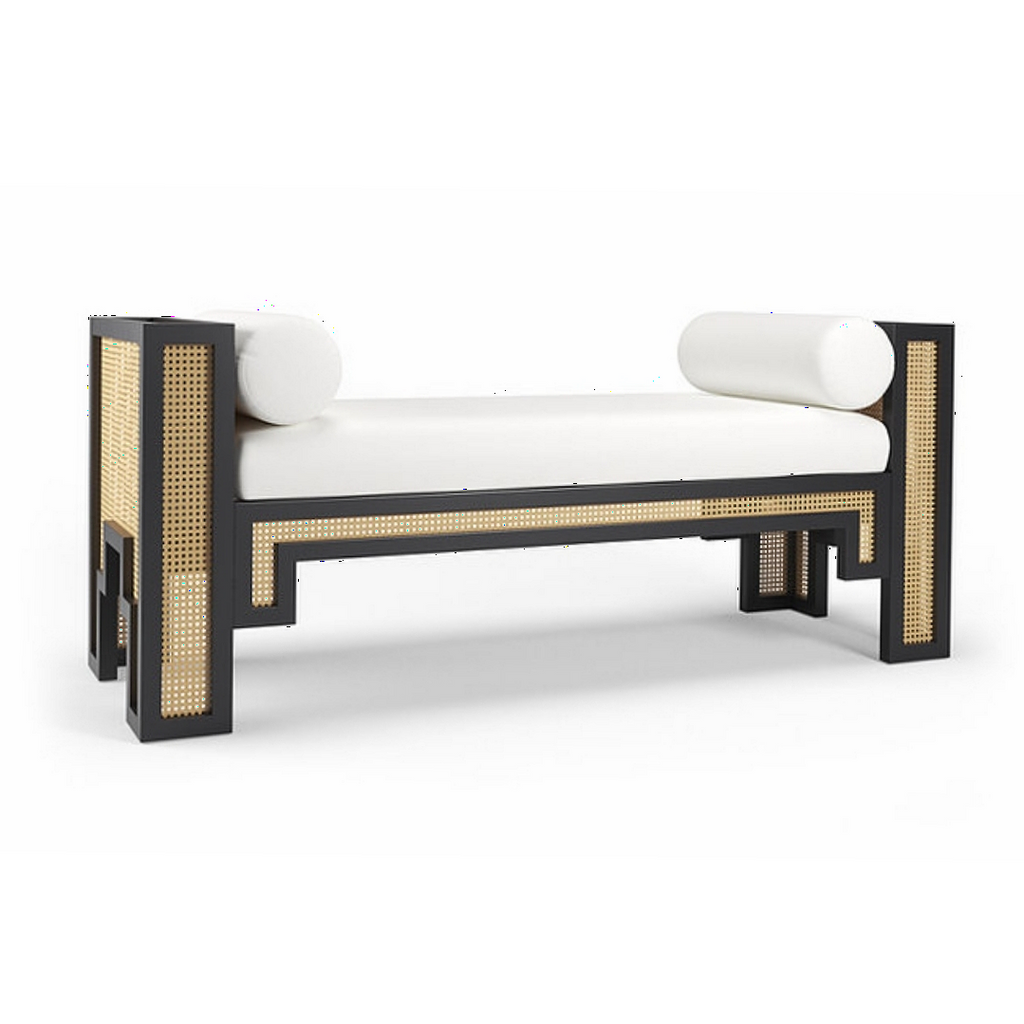 Alexandra Bench - White Linen Upholstery – Luxe Furniture Inc