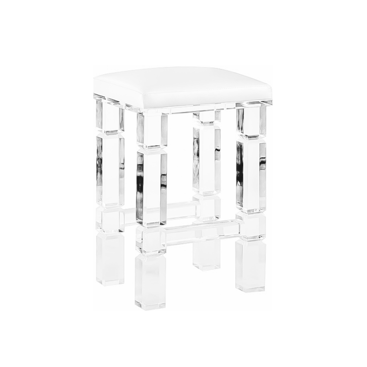 Palm Beach Lucite Barstool - Leather Upholstery