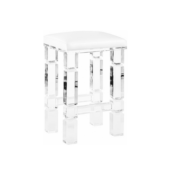 Palm Beach Lucite Counter Stool - Leather Upholstery