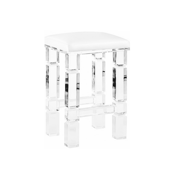 Palm Beach Lucite Barstool - Leather Upholstery