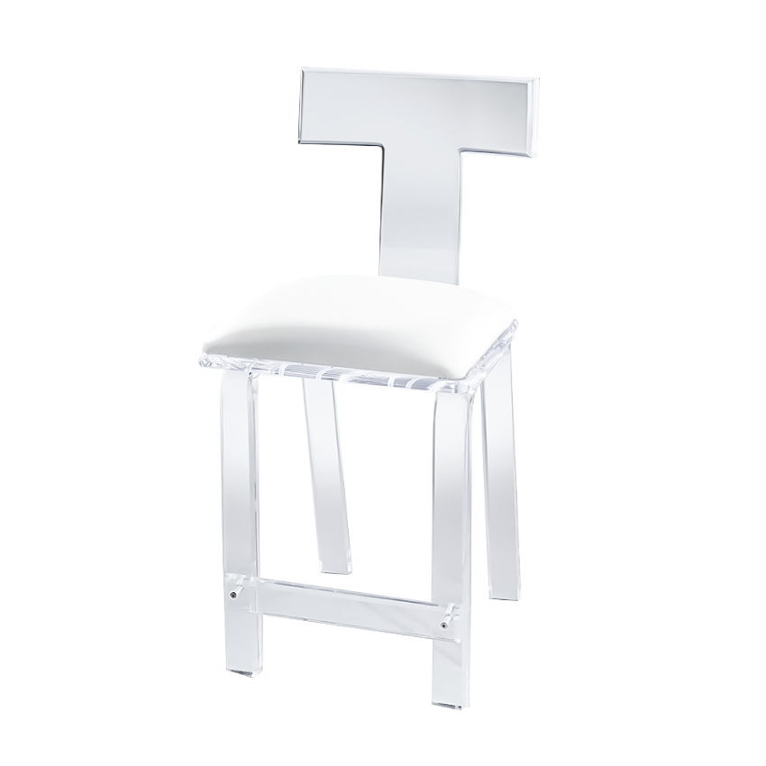 Klismos Lucite Barstool - Leather Upholstery