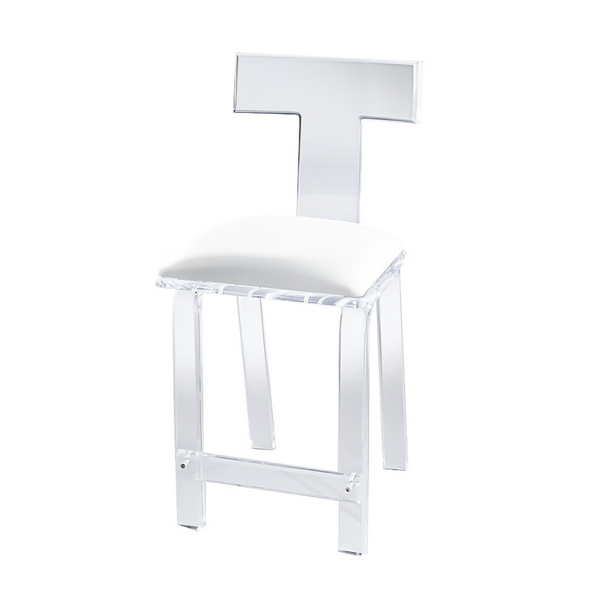 Klismos Lucite Barstool - Leather Upholstery