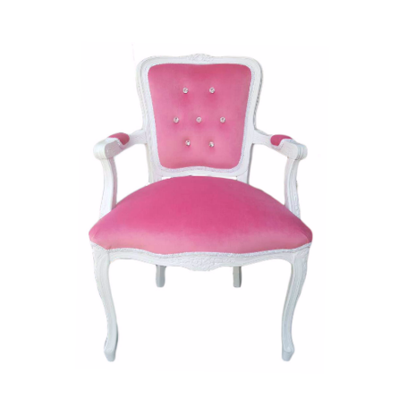 Baroque Vintage French Chair - Pink Velvet on White