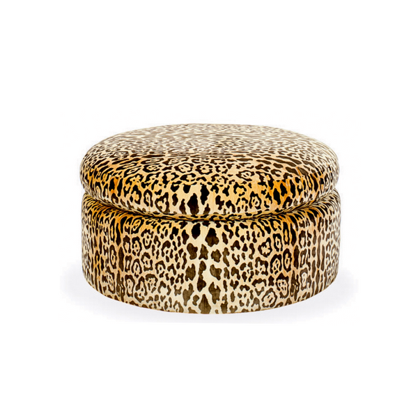 Leopard print round ottoman