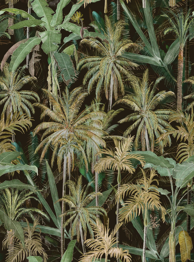 THE JUNGLE Anthracite Wallpaper