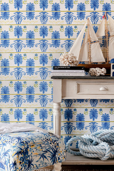 MYKONOS VILLA MOTIF White Sand Wallpaper