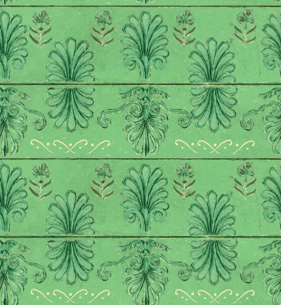 MYKONOS VILLA MOTIF Island Green Wallpaper