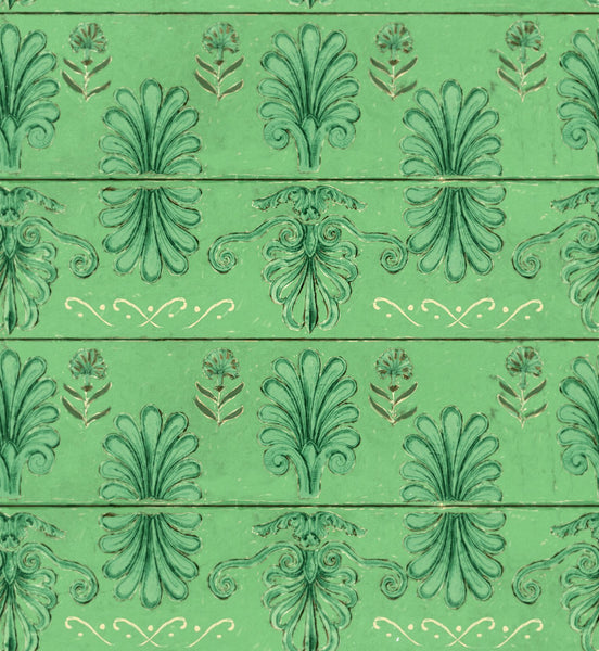 MYKONOS VILLA MOTIF Island Green Wallpaper