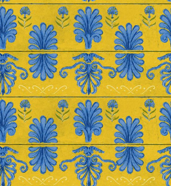 MYKONOS VILLA MOTIF Lemon Wallpaper
