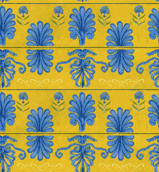 MYKONOS VILLA MOTIF Lemon Wallpaper