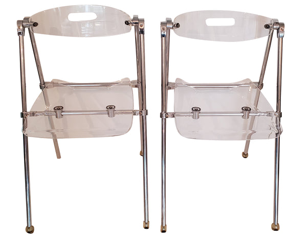 Mid Century Modern Lucite Folding Chairs - Giancarlo Piretti for Castelli - Set of 4