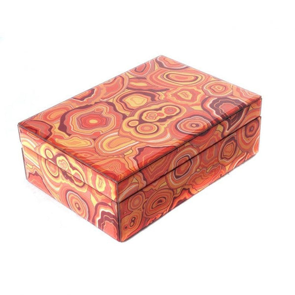 Jacy Orange Malachite Lidded Box