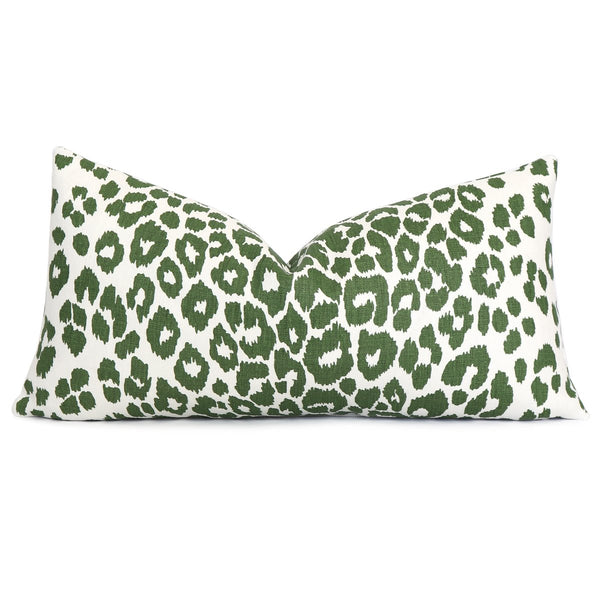 Schumacher iconic leopard pillow green