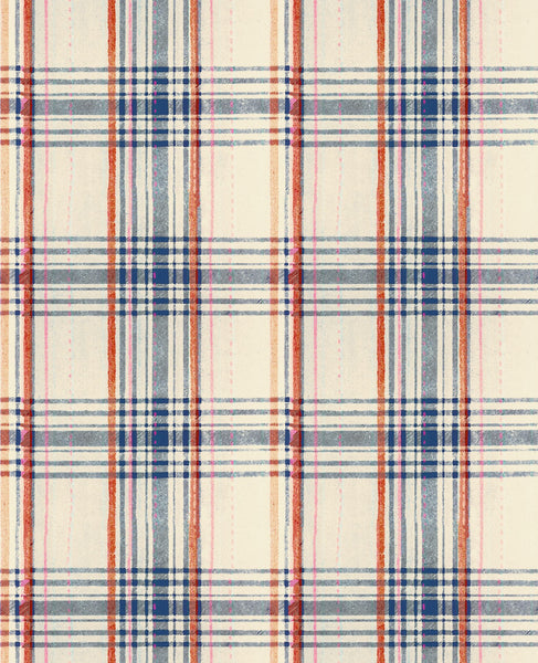 SEAPORT PLAID Cream Wallpaper