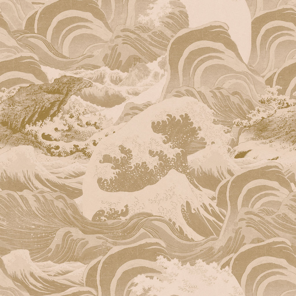 Sea Waves Taupe Wallpaper