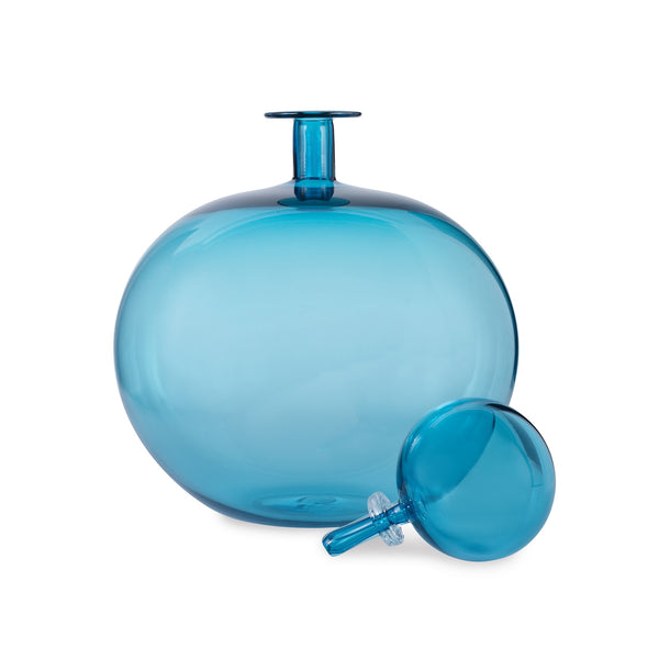 Joe Cariati Teal Low Round Decanter