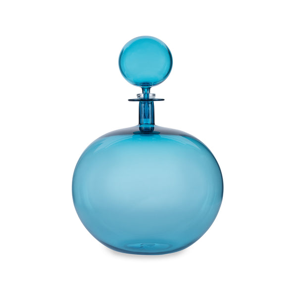 Joe Cariati Teal Low Round Decanter