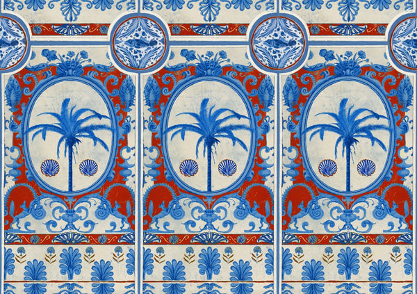 THE VILLA Mural Red Wallpaper