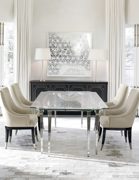 Upholstered chairs modern dining table luxe furniture palm beach