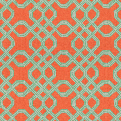 Well Connected - Aqua/Orange Fabric - By The Yard