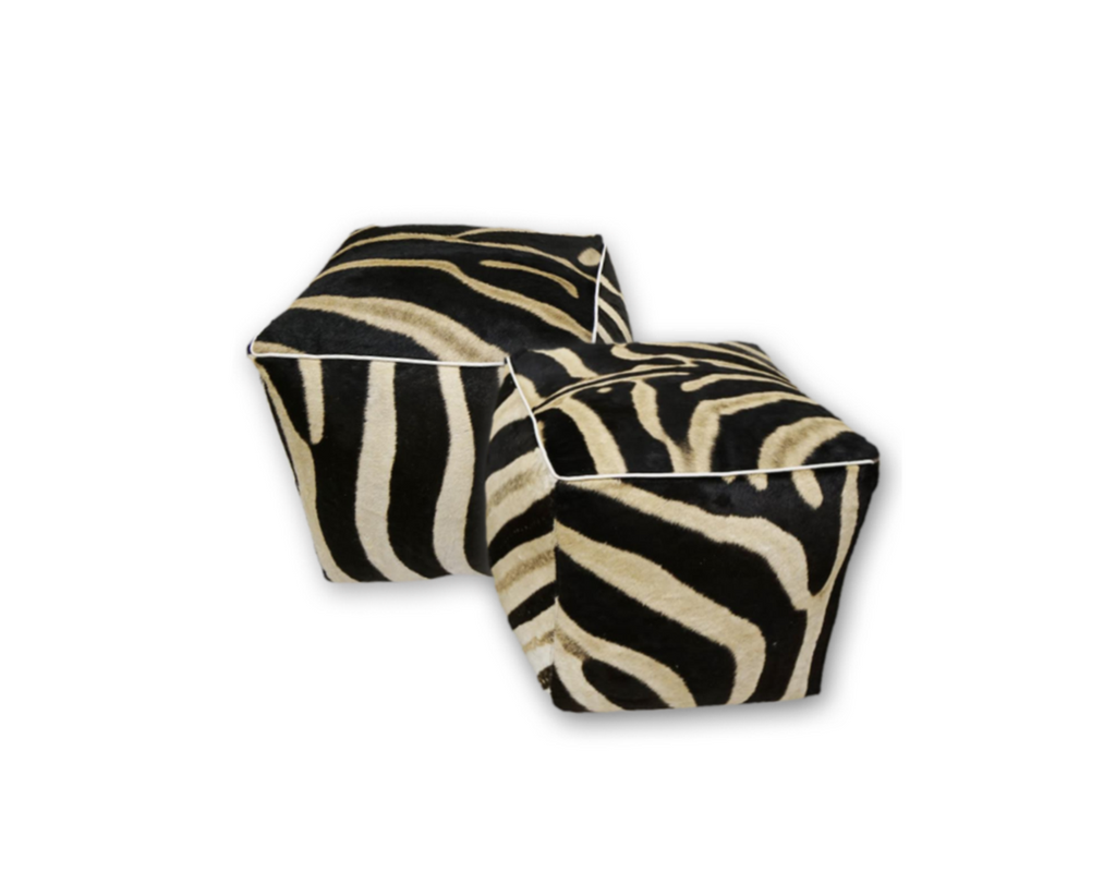 Zebra hide cube ottoman