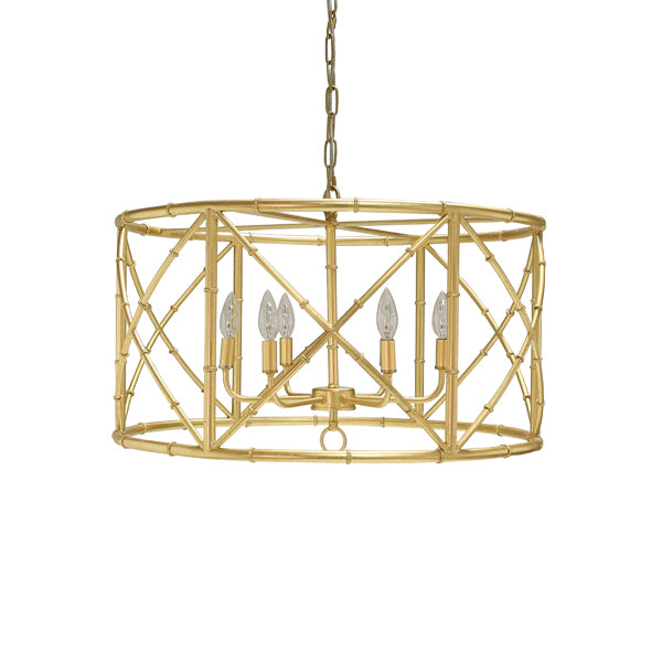 Worlds away zia chandelier gold leaf bamboo style